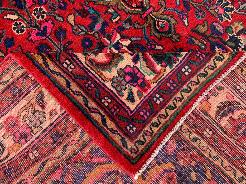 Handmade Persian Wool Area Rug 7x10 - Red Floral Medallion Persian Style Rug - Exact Size 9'10" x 6'11" - KBHM-931
