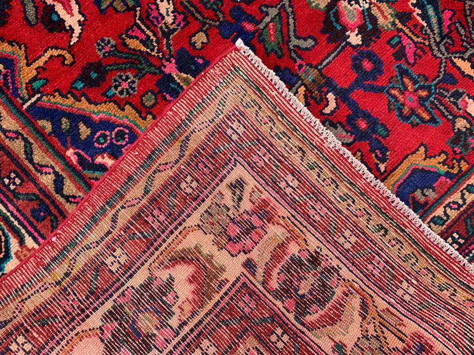 Handmade Persian Wool Area Rug 7x10 - Red Floral Medallion Persian Style Rug - Exact Size 9'10" x 6'11" - KBHM-931