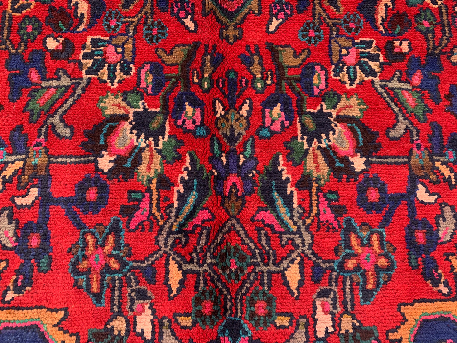 Handmade Persian Wool Area Rug 7x10 - Red Floral Medallion Persian Style Rug - Exact Size 9'10" x 6'11" - KBHM-931