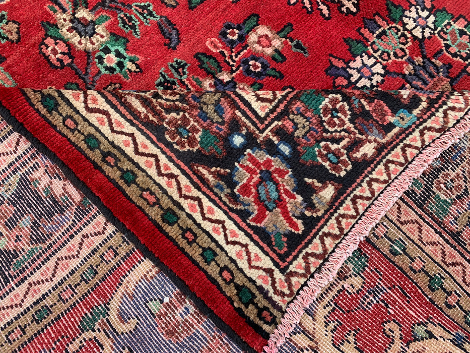 Handmade Persian Wool Area Rug 7x10 - Red Floral Medallion Persian Style Rug - Exact Size 9'7" x 6'11" - KBHM-932