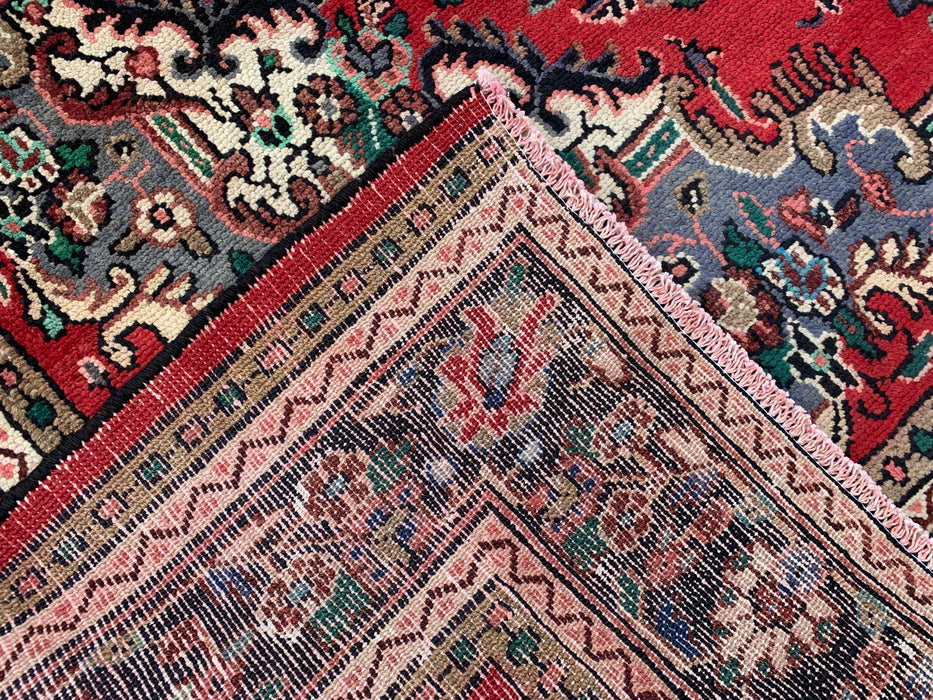 Handmade Persian Wool Area Rug 7x10 - Red Floral Medallion Persian Style Rug - Exact Size 9'7" x 6'11" - KBHM-932