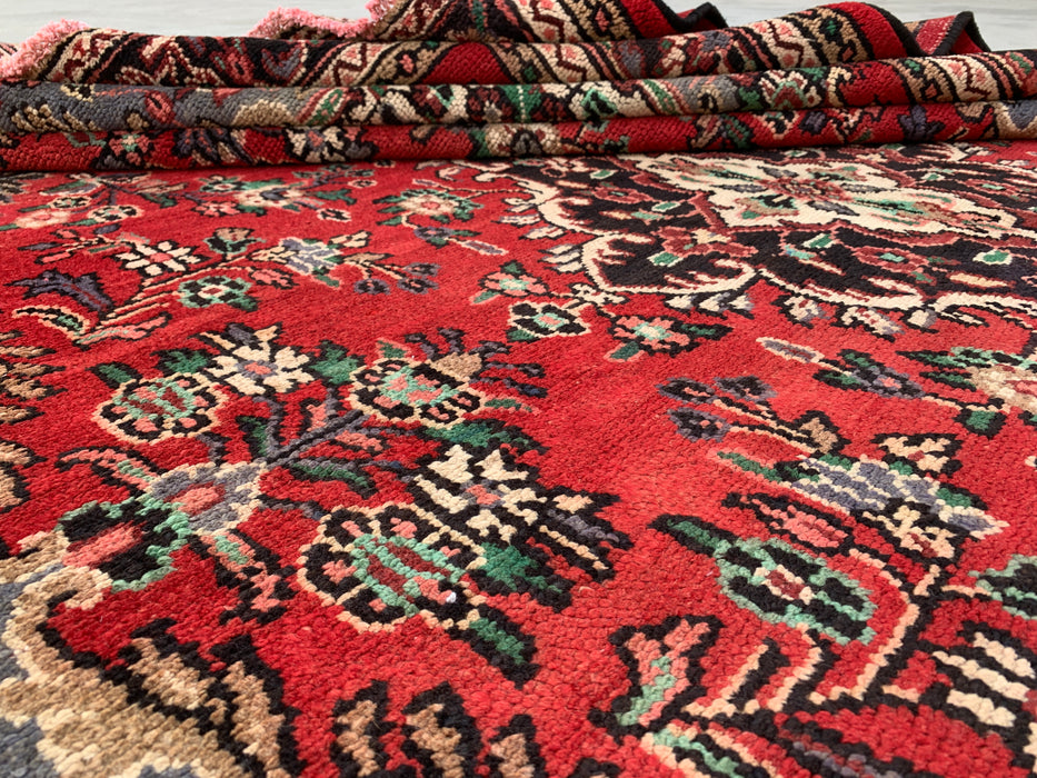 Handmade Persian Wool Area Rug 7x10 - Red Floral Medallion Persian Style Rug - Exact Size 9'7" x 6'11" - KBHM-932
