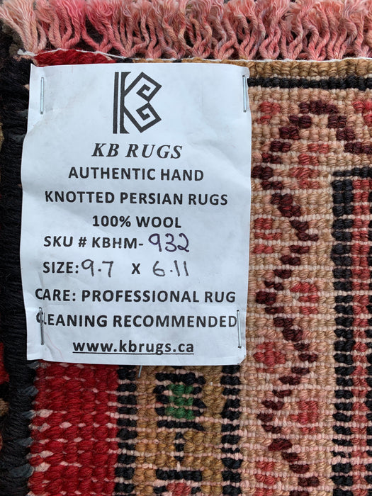 Handmade Persian Wool Area Rug 7x10 - Red Floral Medallion Persian Style Rug - Exact Size 9'7" x 6'11" - KBHM-932