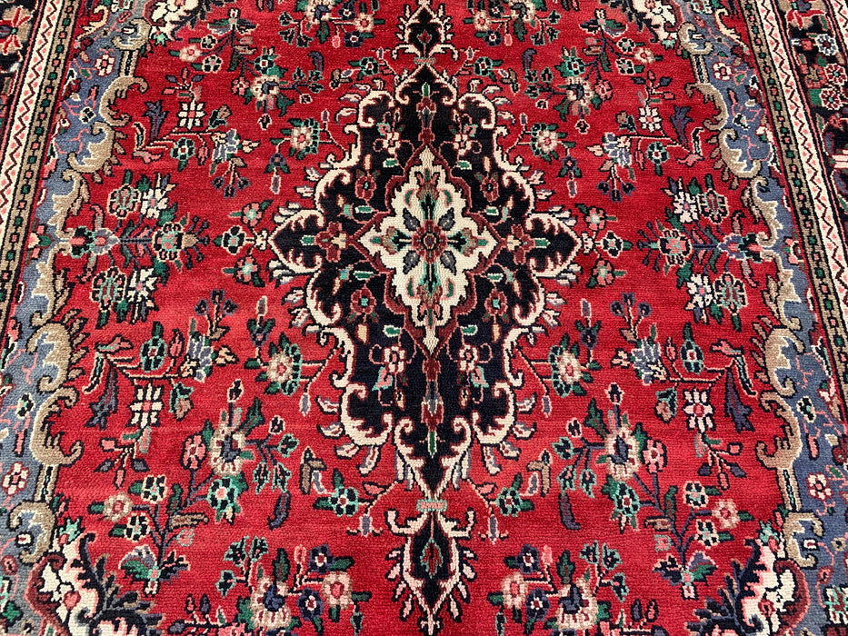 Handmade Persian Wool Area Rug 7x10 - Red Floral Medallion Persian Style Rug - Exact Size 9'7" x 6'11" - KBHM-932