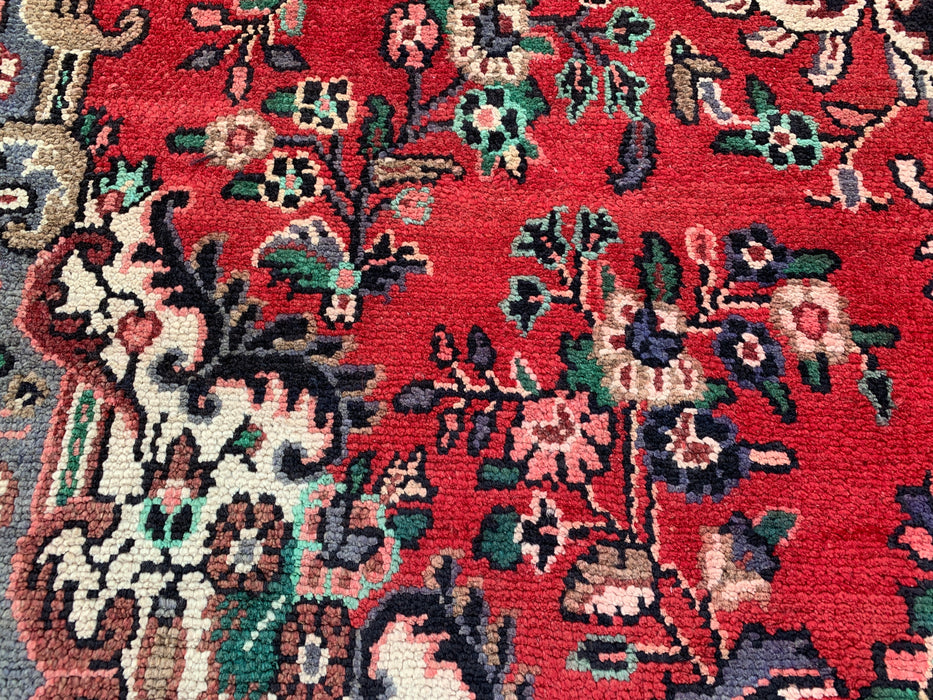 Handmade Persian Wool Area Rug 7x10 - Red Floral Medallion Persian Style Rug - Exact Size 9'7" x 6'11" - KBHM-932