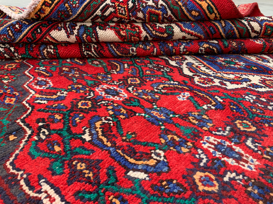 Handmade Persian Wool Area Rug 7x10 - Red Floral Medallion Persian Style Rug - Exact Size 9'10" x 6'10" - KBHM-933