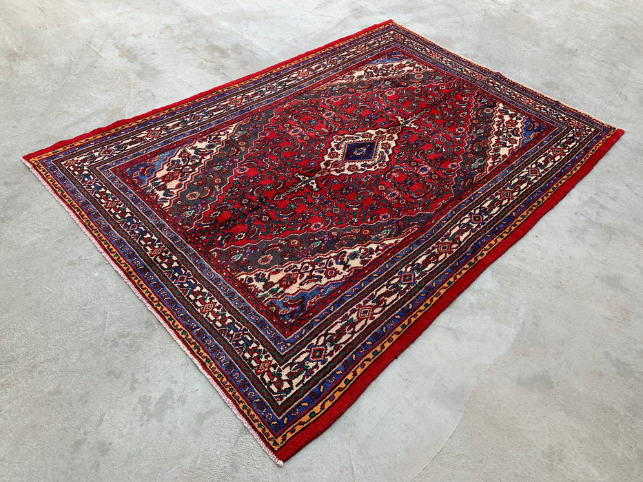 Handmade Persian Wool Area Rug 7x10 - Red Floral Medallion Persian Style Rug - Exact Size 9'10" x 6'10" - KBHM-933