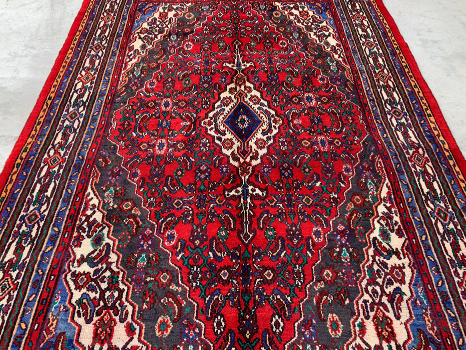 Handmade Persian Wool Area Rug 7x10 - Red Floral Medallion Persian Style Rug - Exact Size 9'10" x 6'10" - KBHM-933