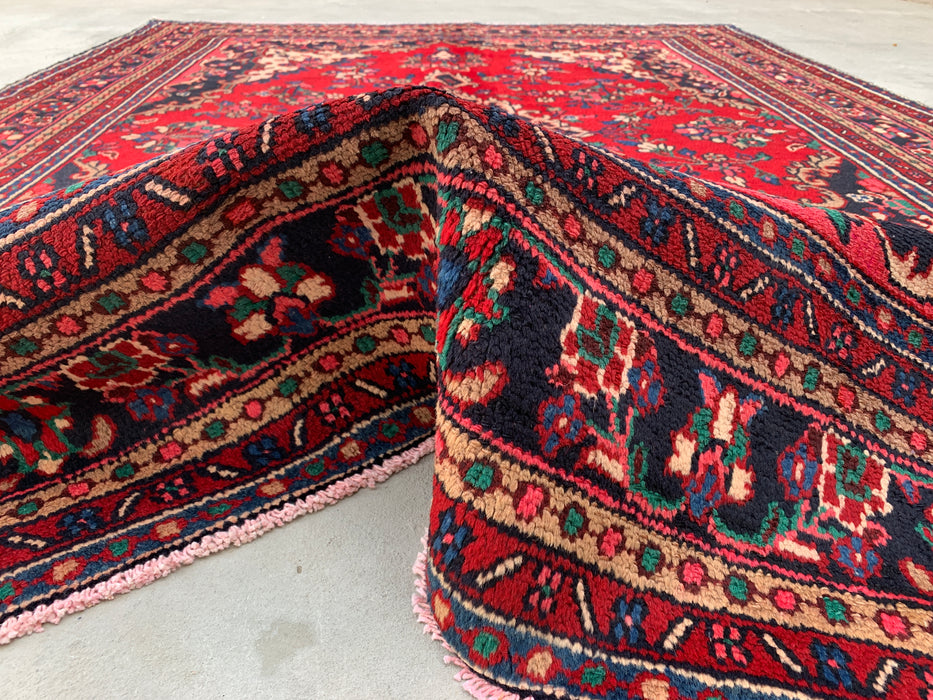 10'3 x 7'4 Hand-Knotted Persian Wool Rug - Red Floral Medallion Design - KBHM-934