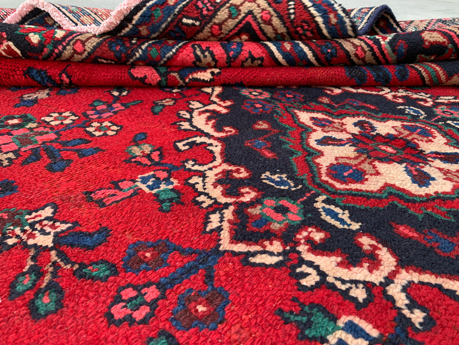 10'3 x 7'4 Hand-Knotted Persian Wool Rug - Red Floral Medallion Design - KBHM-934