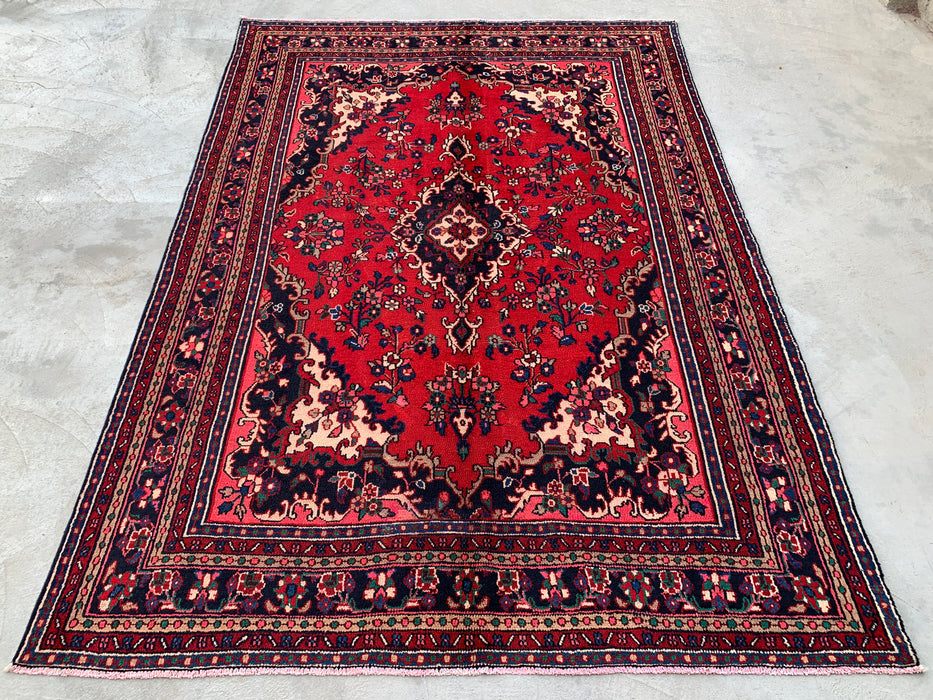 10'3 x 7'4 Hand-Knotted Persian Wool Rug - Red Floral Medallion Design - KBHM-934