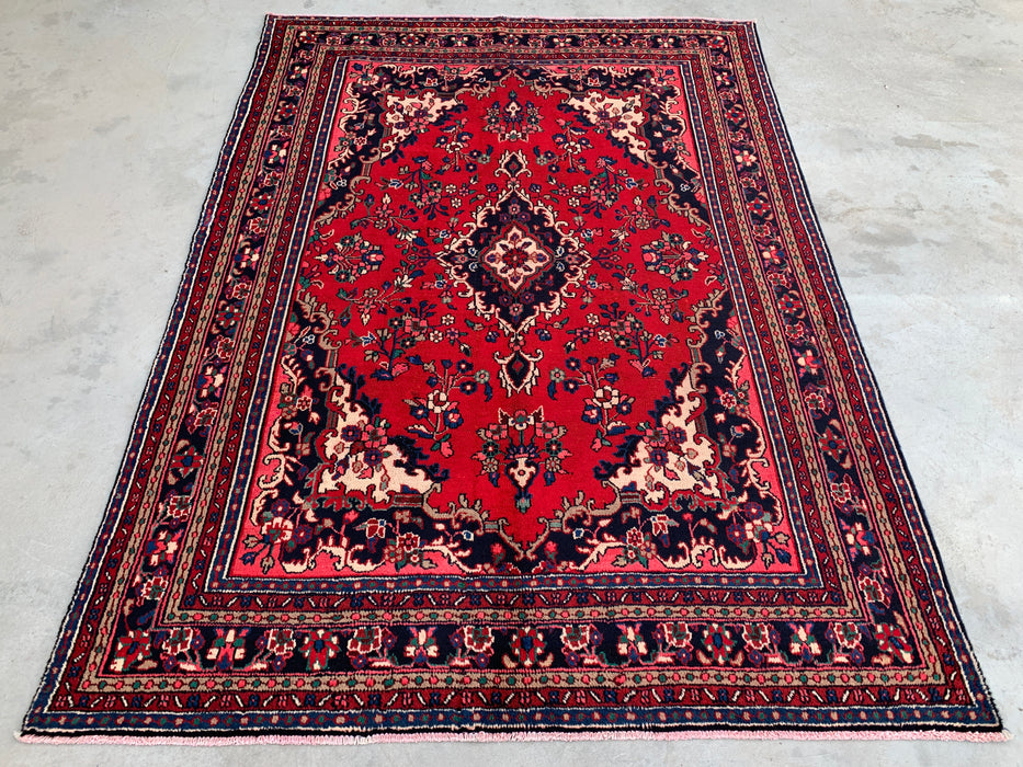 10'3 x 7'4 Hand-Knotted Persian Wool Rug - Red Floral Medallion Design - KBHM-934