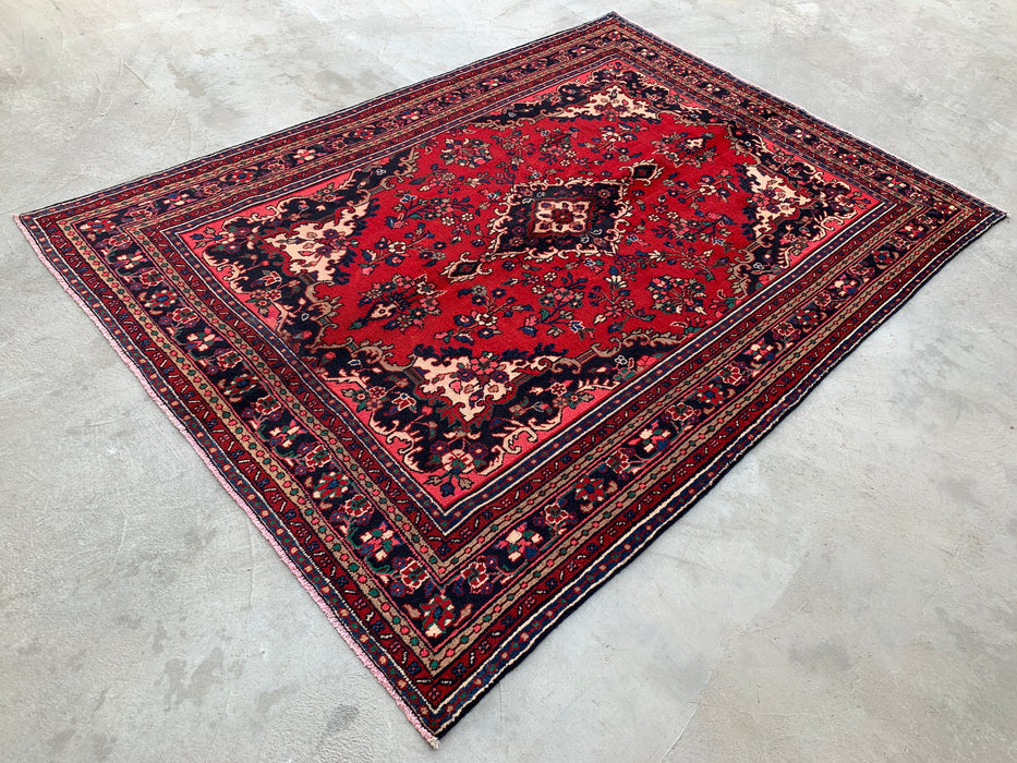 10'3 x 7'4 Hand-Knotted Persian Wool Rug - Red Floral Medallion Design - KBHM-934