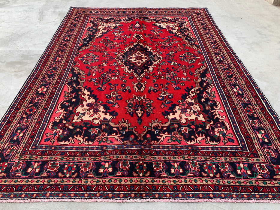 10'3 x 7'4 Hand-Knotted Persian Wool Rug - Red Floral Medallion Design - KBHM-934
