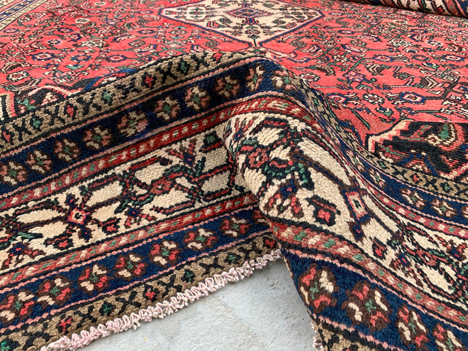 11'8 x 8'7 Hand-Knotted Persian Wool Rug - Coral Red Medallion Design - KBHM-935