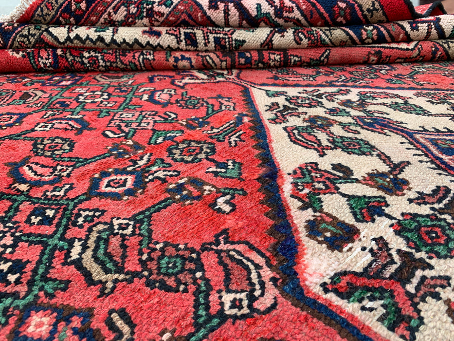 11'8 x 8'7 Hand-Knotted Persian Wool Rug - Coral Red Medallion Design - KBHM-935