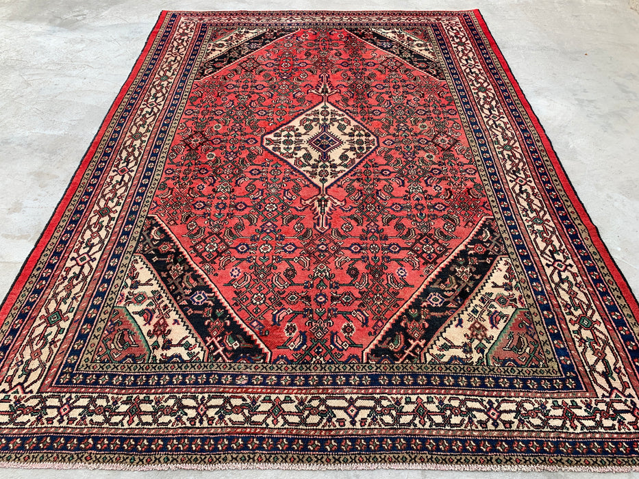 11'8 x 8'7 Hand-Knotted Persian Wool Rug - Coral Red Medallion Design - KBHM-935