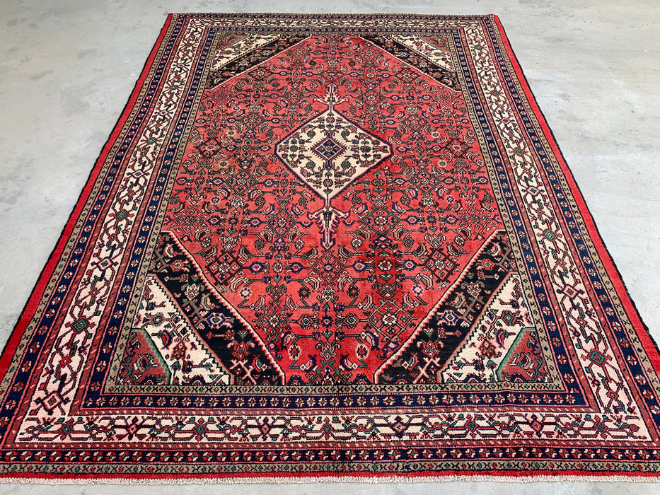 11'8 x 8'7 Hand-Knotted Persian Wool Rug - Coral Red Medallion Design - KBHM-935