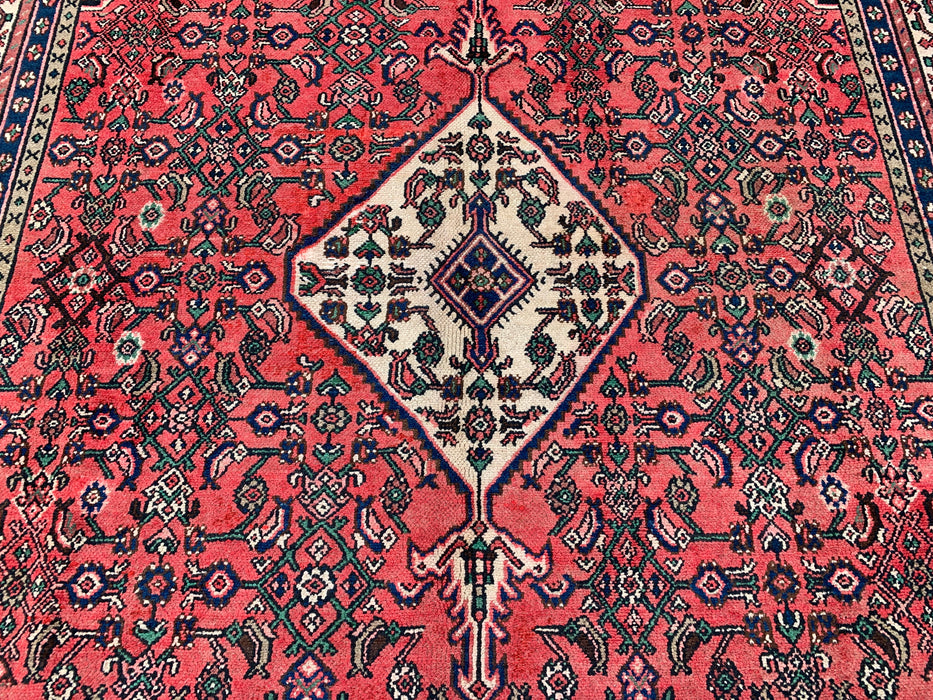 11'8 x 8'7 Hand-Knotted Persian Wool Rug - Coral Red Medallion Design - KBHM-935