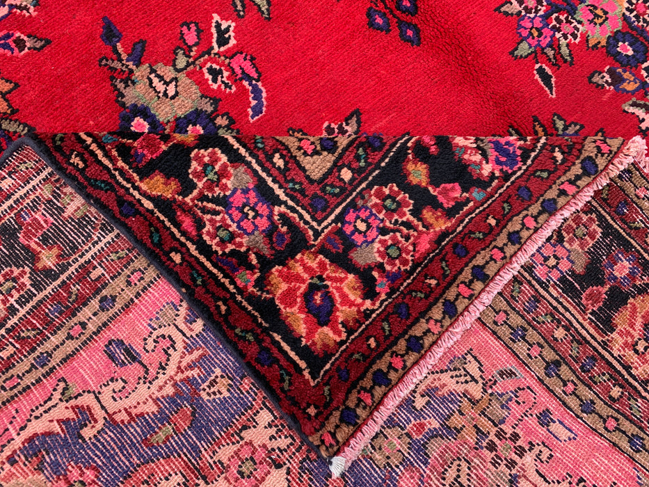 Handmade Persian Wool Area Rug 7x10 - Red Floral Medallion Persian Style Rug - Exact Size 10'4" x 6'9" - KBHM-936