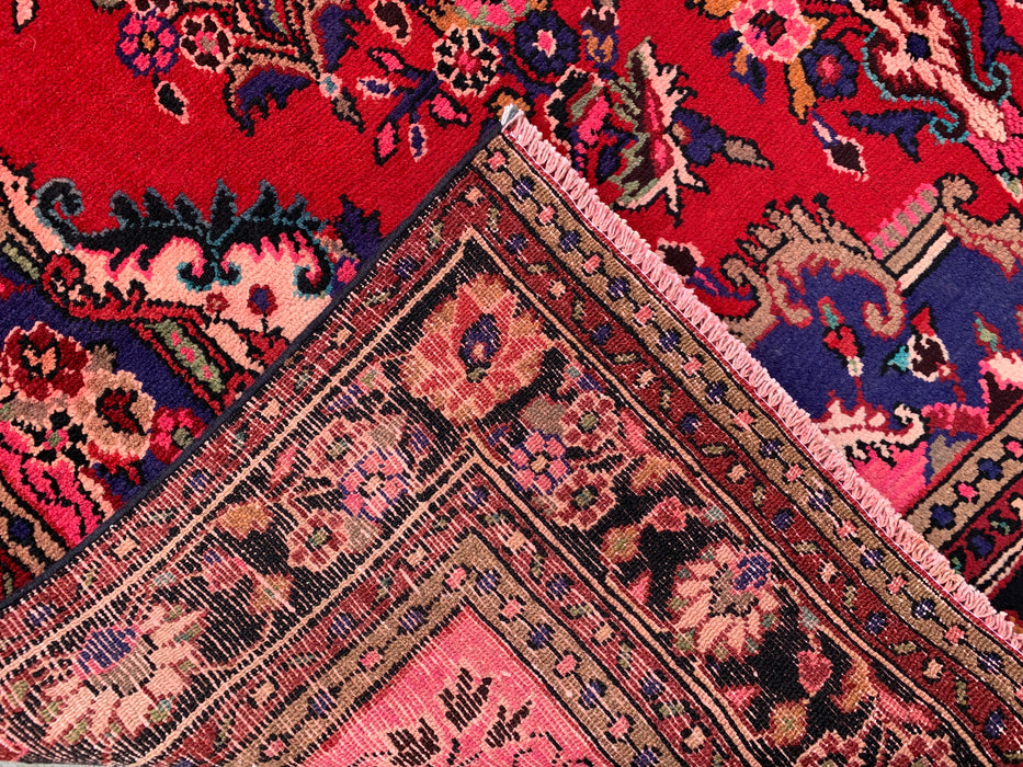 Handmade Persian Wool Area Rug 7x10 - Red Floral Medallion Persian Style Rug - Exact Size 10'4" x 6'9" - KBHM-936