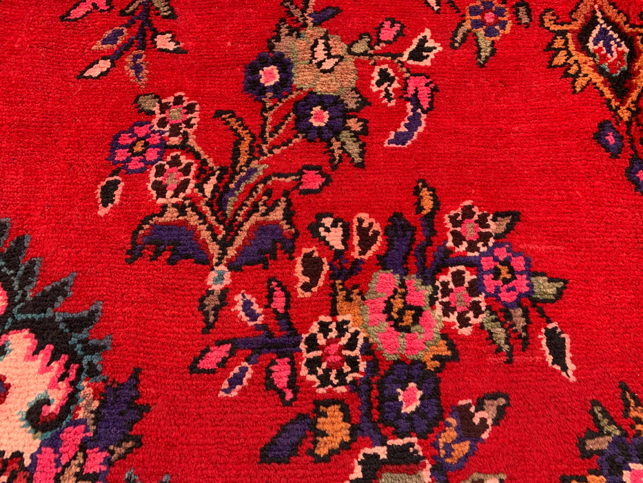 Handmade Persian Wool Area Rug 7x10 - Red Floral Medallion Persian Style Rug - Exact Size 10'4" x 6'9" - KBHM-936