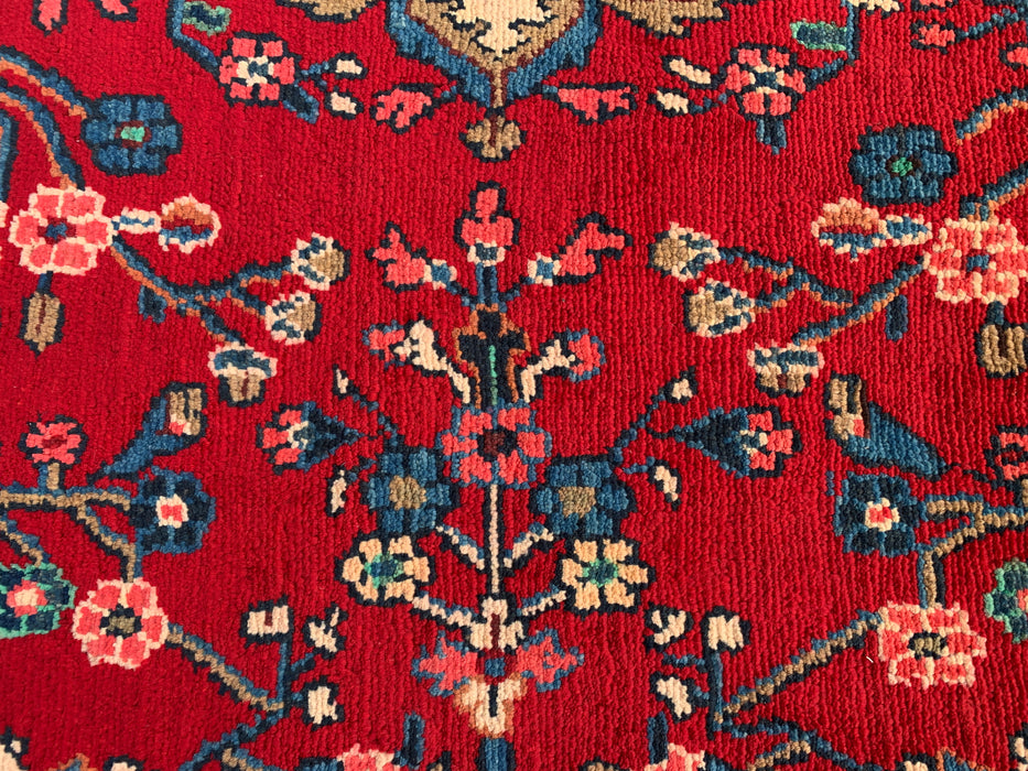 Handmade Persian Wool Area Rug 7x10 - Red Floral Medallion Persian Style Rug - Exact Size 10'3" x 6'11" - KBHM-937