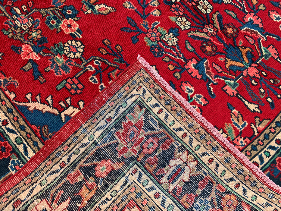 Handmade Persian Wool Area Rug 7x10 - Red Floral Medallion Persian Style Rug - Exact Size 10'3" x 6'11" - KBHM-937