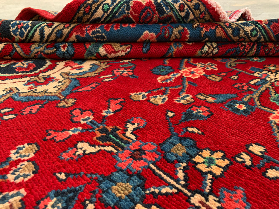 Handmade Persian Wool Area Rug 7x10 - Red Floral Medallion Persian Style Rug - Exact Size 10'3" x 6'11" - KBHM-937