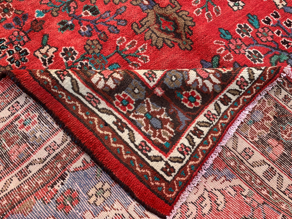Handmade Persian Wool Area Rug 7x10 - Red Floral Medallion Persian Style Rug - Exact Size 9'8" x 6'11" - KBHM-939