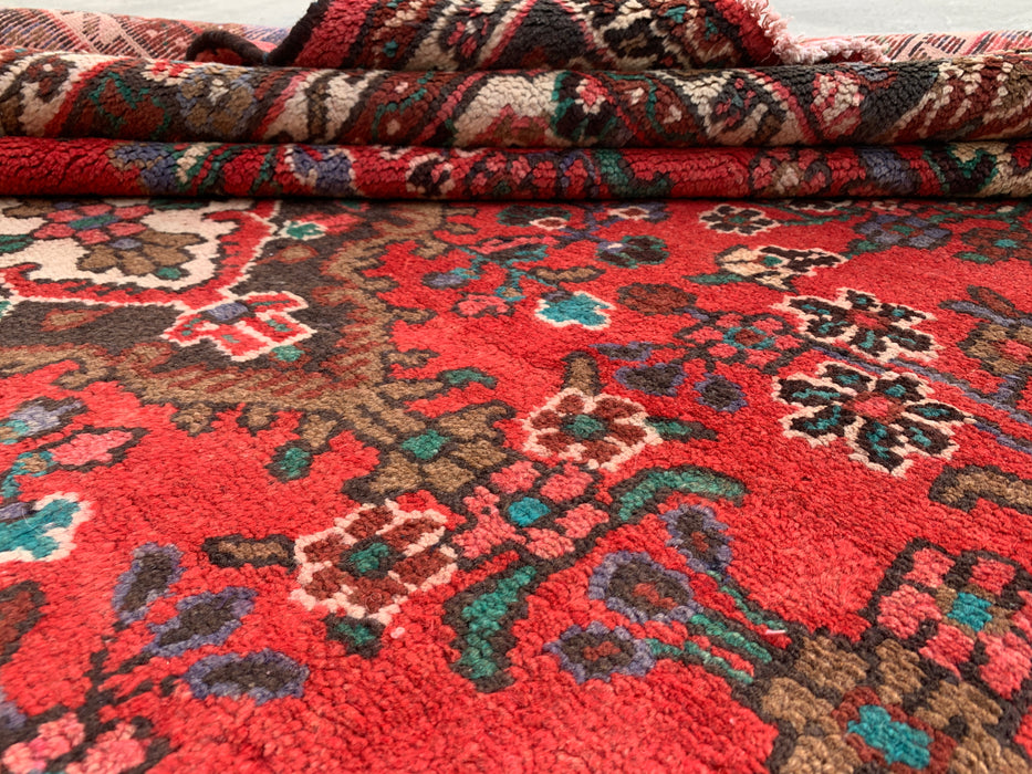 Handmade Persian Wool Area Rug 7x10 - Red Floral Medallion Persian Style Rug - Exact Size 9'8" x 6'11" - KBHM-939