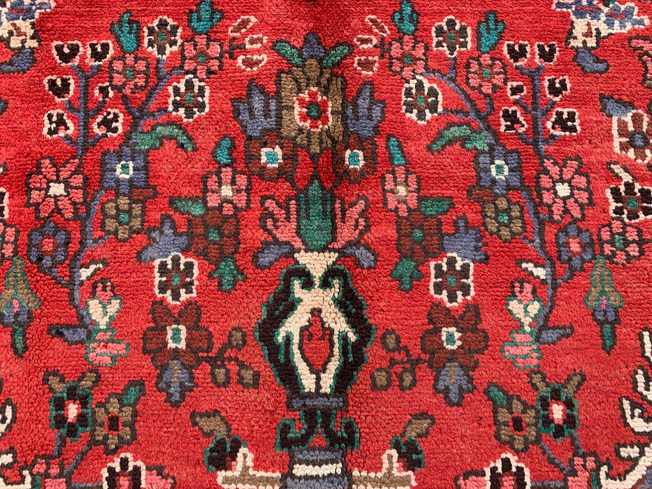 Handmade Persian Wool Area Rug 7x10 - Red Floral Medallion Persian Style Rug - Exact Size 9'8" x 6'11" - KBHM-939