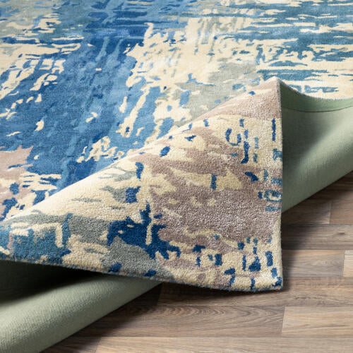 Banshee Handmade Wool & Viscose Rug — Blue Multi | BAN-3342