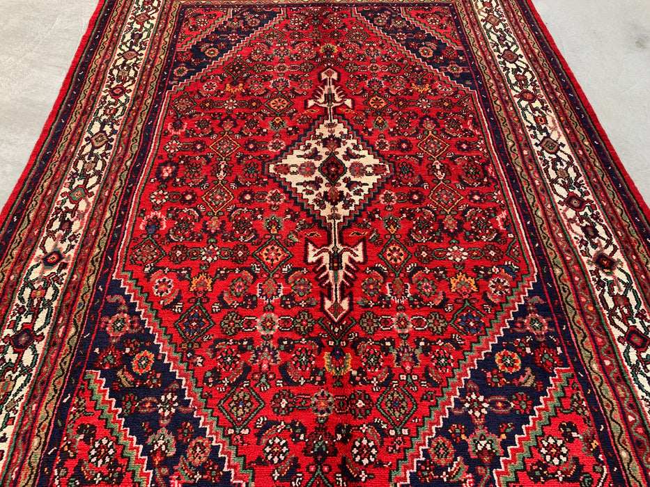 9'11 x 7'1 Hand-Knotted Persian Wool Rug - Red Geometric Floral Medallion Design - KBHM-940
