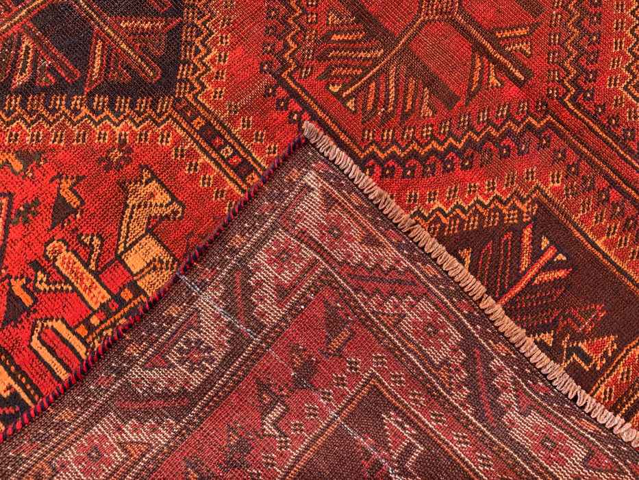 9'7 x 6'4 Hand-Knotted Persian Wool Rug - Rust Geometric Tribal Medallion Design - KBHM-942