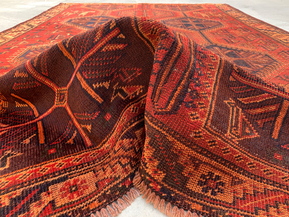 9'7 x 6'4 Hand-Knotted Persian Wool Rug - Rust Geometric Tribal Medallion Design - KBHM-942