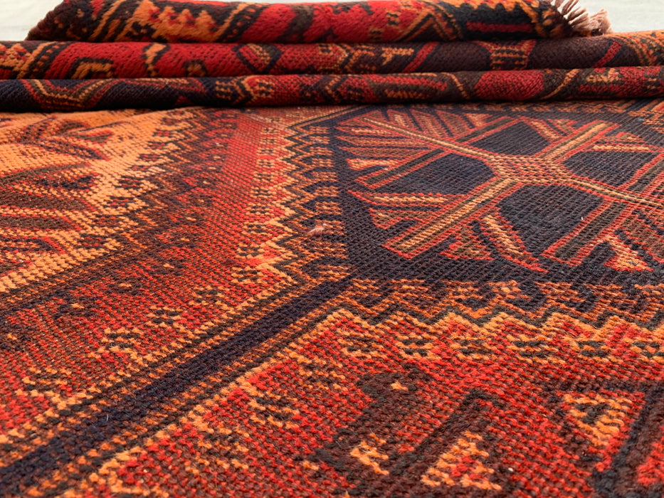 9'7 x 6'4 Hand-Knotted Persian Wool Rug - Rust Geometric Tribal Medallion Design - KBHM-942