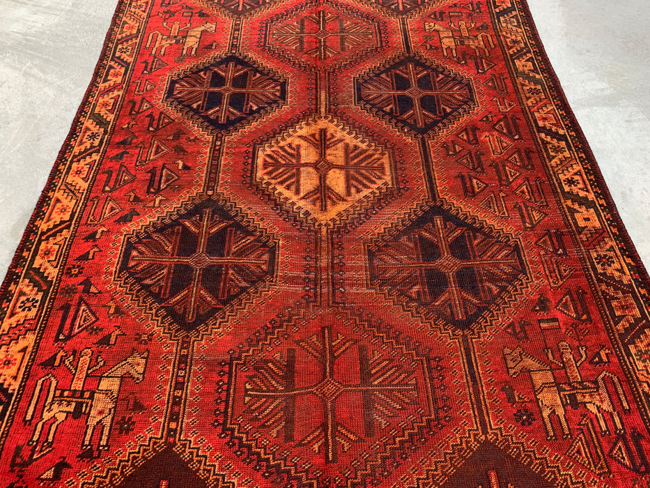 9'7 x 6'4 Hand-Knotted Persian Wool Rug - Rust Geometric Tribal Medallion Design - KBHM-942