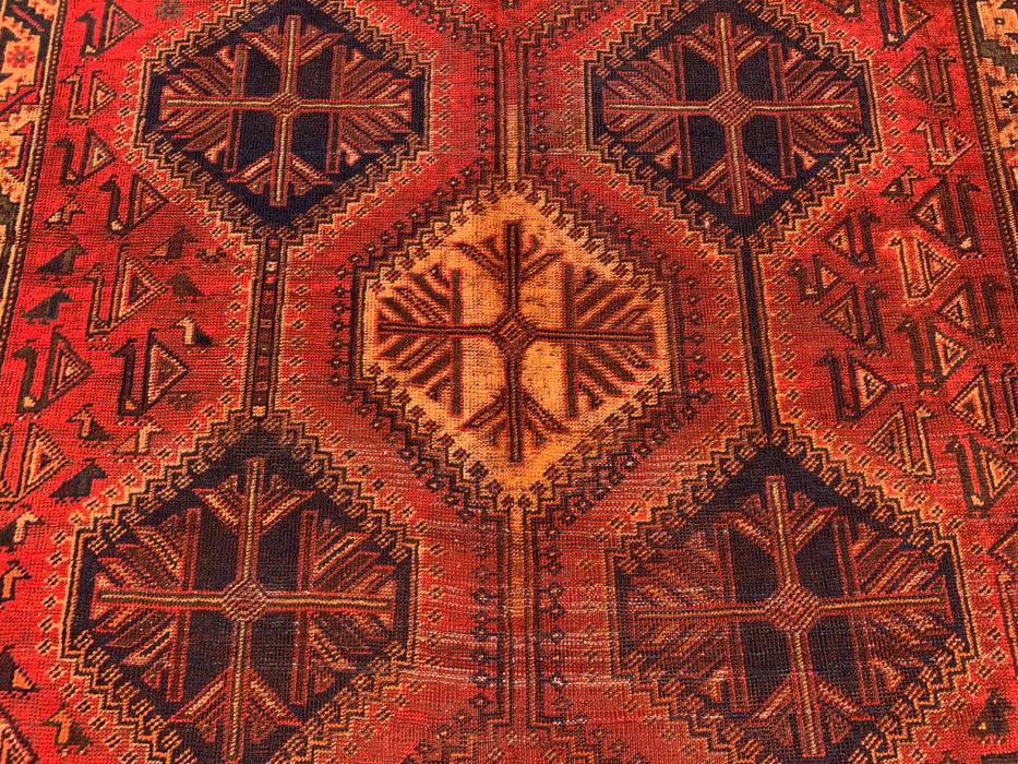 9'7 x 6'4 Hand-Knotted Persian Wool Rug - Rust Geometric Tribal Medallion Design - KBHM-942