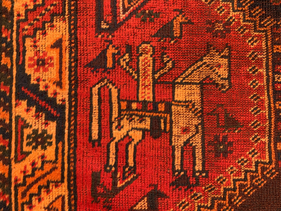 9'7 x 6'4 Hand-Knotted Persian Wool Rug - Rust Geometric Tribal Medallion Design - KBHM-942