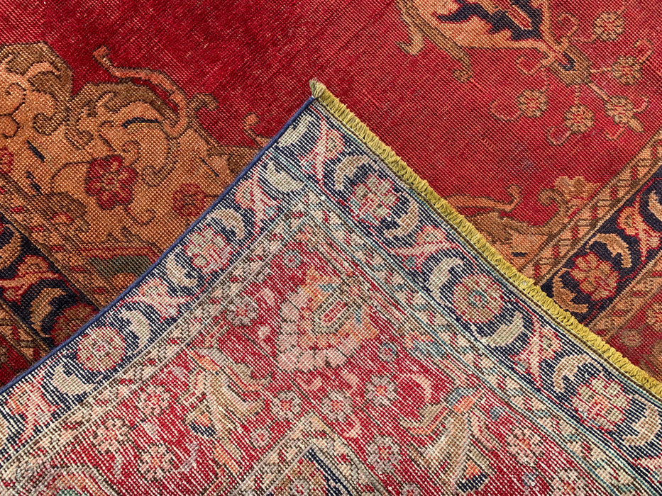 10'8 x 7'1 Hand-Knotted Persian Wool Rug - Faded Red Vintage Medallion Design - KBHM-944