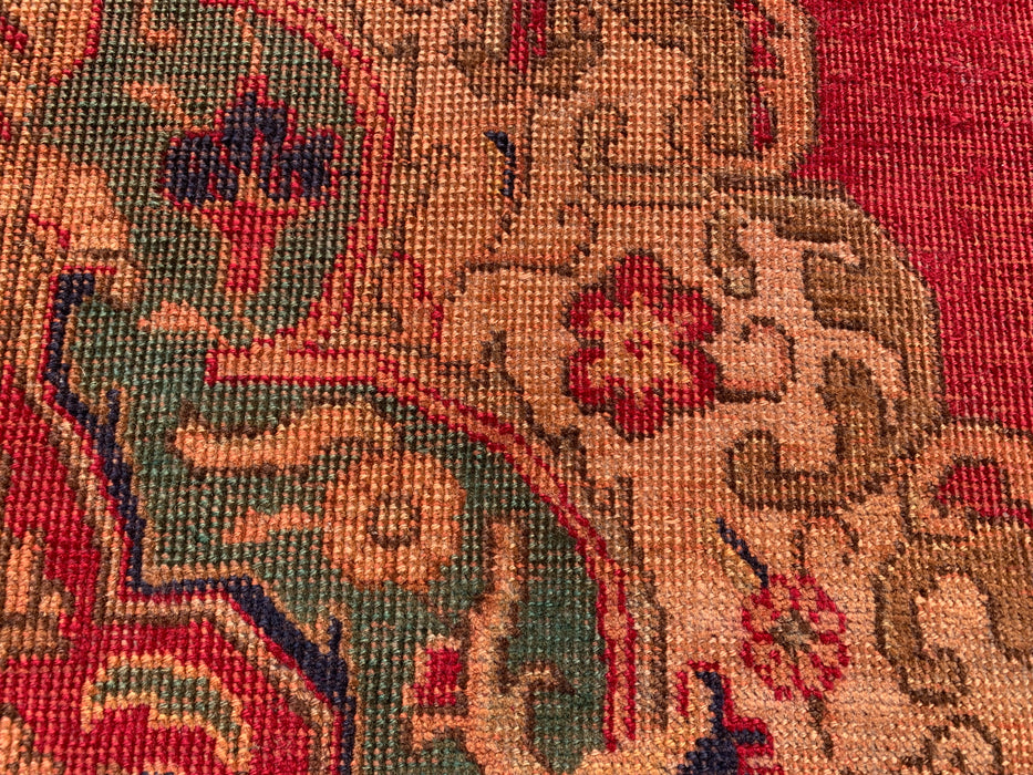 10'8 x 7'1 Hand-Knotted Persian Wool Rug - Faded Red Vintage Medallion Design - KBHM-944