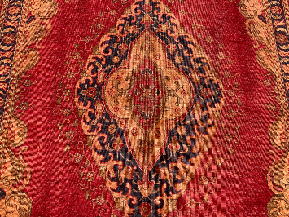 10'8 x 7'1 Hand-Knotted Persian Wool Rug - Faded Red Vintage Medallion Design - KBHM-944