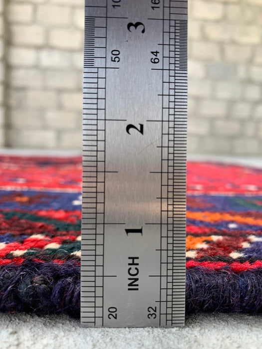 9'1 x 3'7 Hand-Knotted Persian Wool Runner - Red Tribal Diamond Medallion Design - KBHM-945
