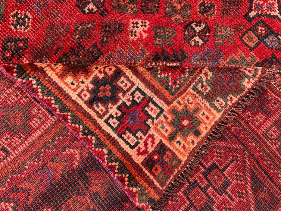 Handmade Persian Wool Area Rug 7x10 - Red Tribal Medallion Persian Style Rug - Exact Size 10'2" x 6'8" - KBHM-946