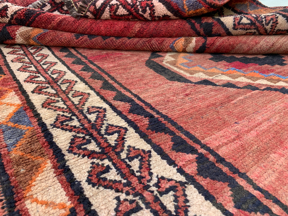7'2 x 4'1 Hand-Knotted Persian Wool Rug - Taupe Geometric Tribal Diamond Design - KBHM-947