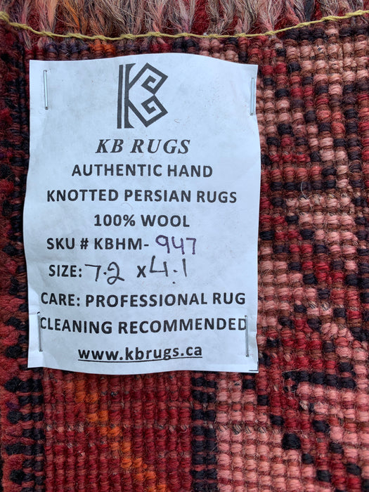 7'2 x 4'1 Hand-Knotted Persian Wool Rug - Taupe Geometric Tribal Diamond Design - KBHM-947