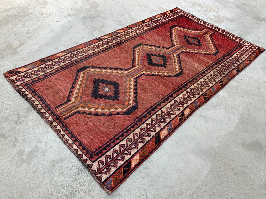 7'2 x 4'1 Hand-Knotted Persian Wool Rug - Taupe Geometric Tribal Diamond Design - KBHM-947