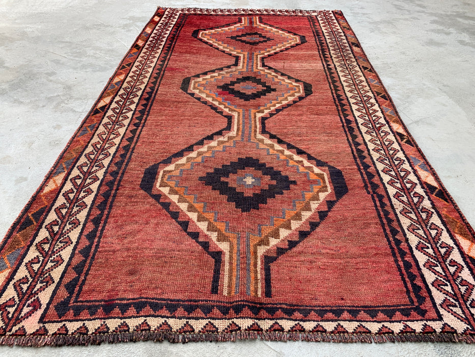 7'2 x 4'1 Hand-Knotted Persian Wool Rug - Taupe Geometric Tribal Diamond Design - KBHM-947