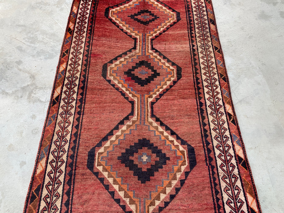 7'2 x 4'1 Hand-Knotted Persian Wool Rug - Taupe Geometric Tribal Diamond Design - KBHM-947